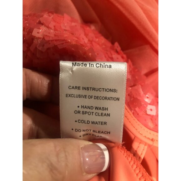 Double Platinum Performancewear Dress Size Large Coral Sequins Dancewear Shorts - Picture 8 of 8